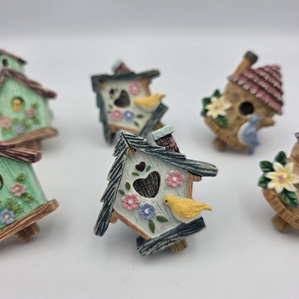 6~ Poly Resin 3D Bird Birdhouse Drawer Pulls Cabinet Handles Knobs Multicolor