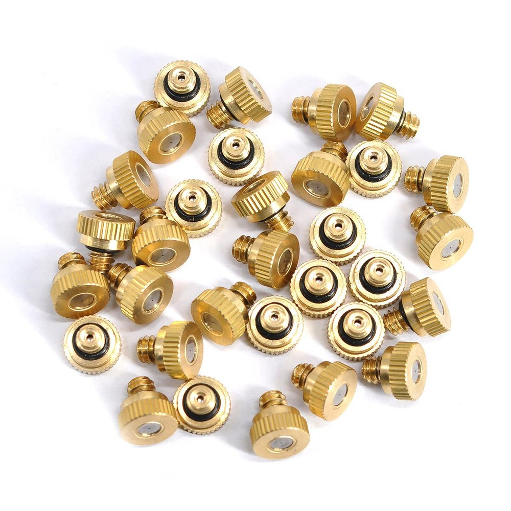 32 Pack Brass Misting Nozzle Replacement Heads for Outdoor Cooling System