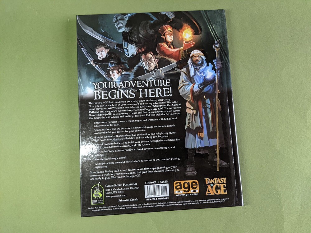 Fantasy Age RPG Basic Rule Book By Green Ronin Games