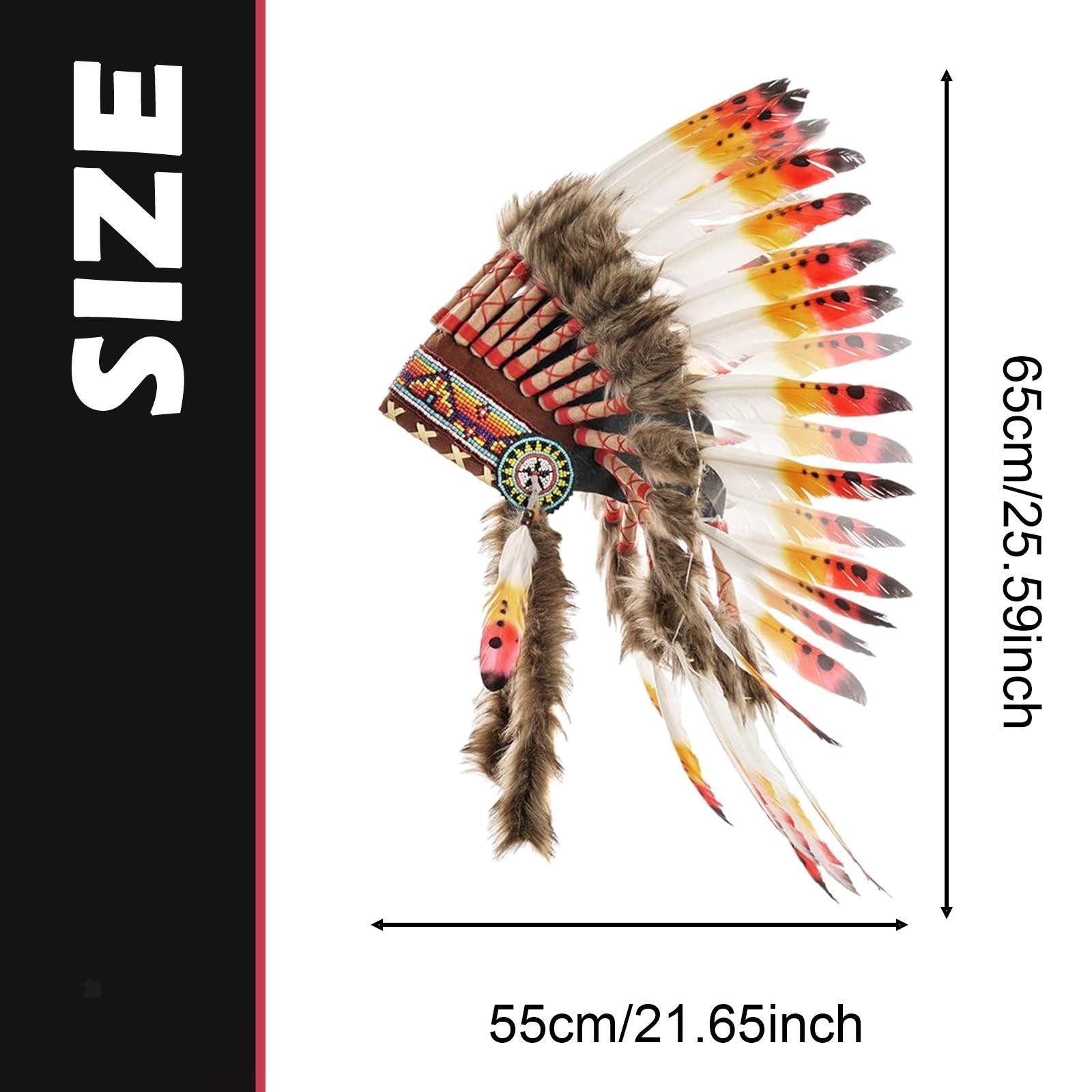 Indian Chief Feather Headdress Hat Headwear for Masquerade Fancy Dress Dance