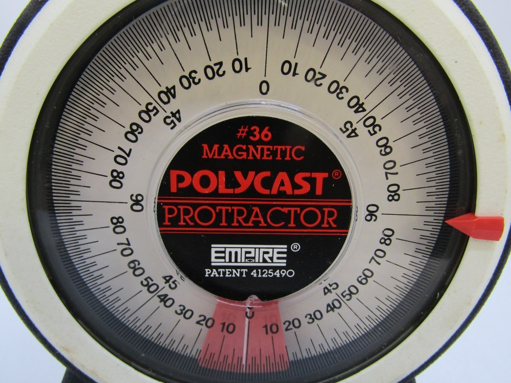 Empire 36 Magnetic Polycast Protractor – 360° Dial, Adjustable Pointer