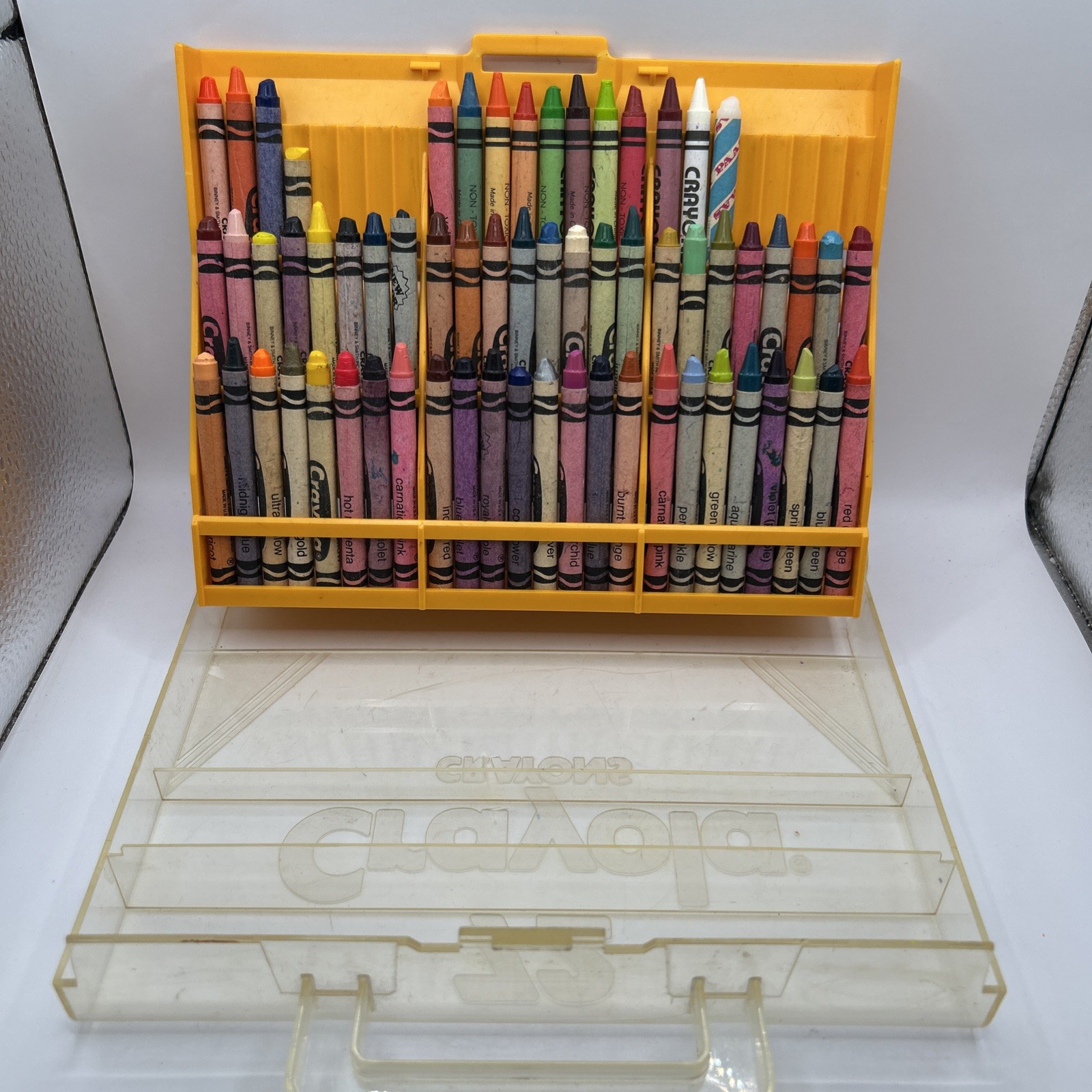 Vintage Crayola Crayons Plastic Carry Case - Holds 72 Crayons - No Sharpener