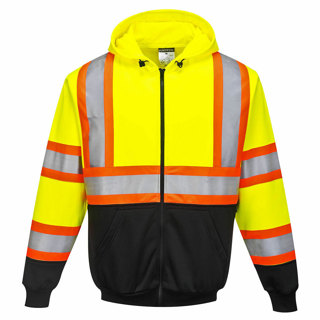 Portwest UB316 Kansas Hi-Vis Reflective Contrast Safety Work Zipped Hoodie ANSI