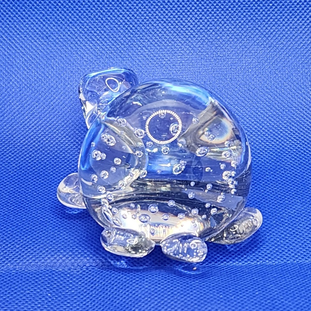 Clear Glass Turtle Controlled Bubble Figurine Paperweight