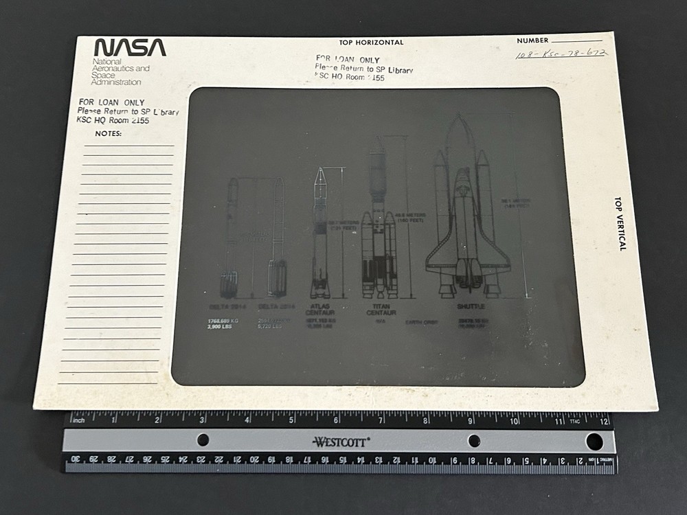 1978 NASA KSC Shuttle Space Rocket Booster Size Presentation Transparency-672