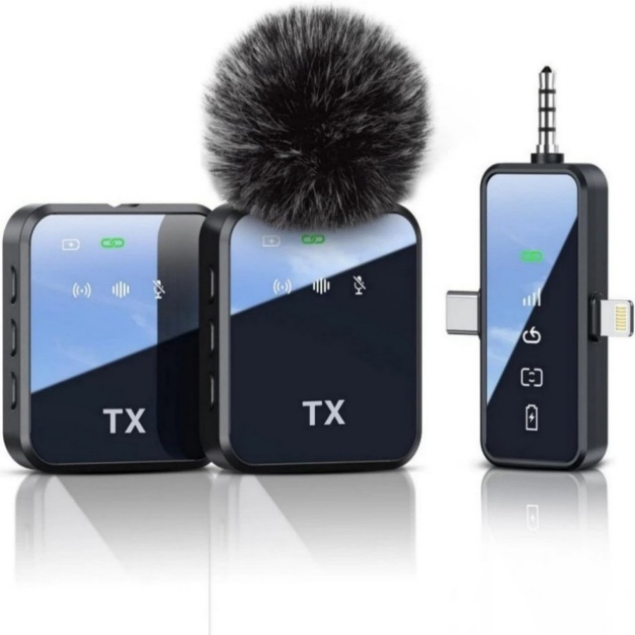 3in1 Mini Microphone for iPhone/Android/Camera Wireless Lavalier Microphone&/-/