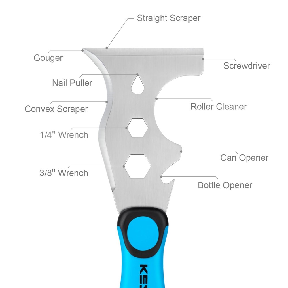 13-in-1 Painter’s Tool 3" Stainless Putty Knife Scraper Multi-Use Hammer End