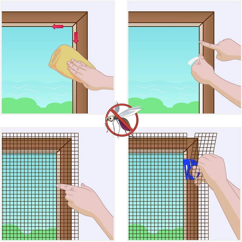 Window Screen Mesh Magic Curtain Self-Adhesive Fly Bug Insect Mosquito Net White