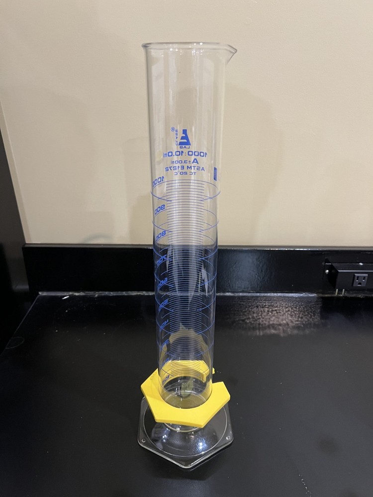 Eisco Labs 1000ml Graduated Cylinder, Class A, ASTM - Hexagonal Base