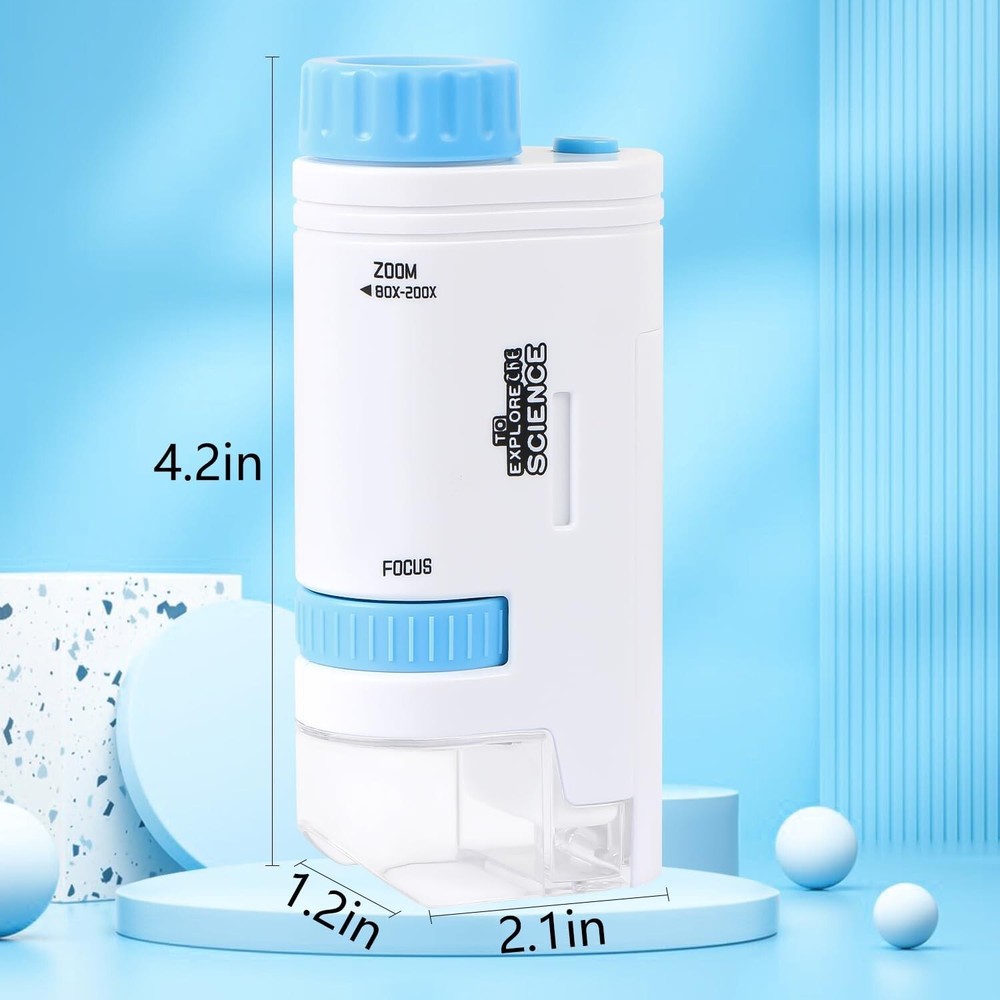 Pocket Handheld Miniscope 80X-200X Portable Microscope with LED Light for Learn