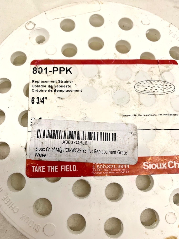 Sioux Chief 6-3/4" Polypropylene Grate Replacement Drain Strainer 801-PPK