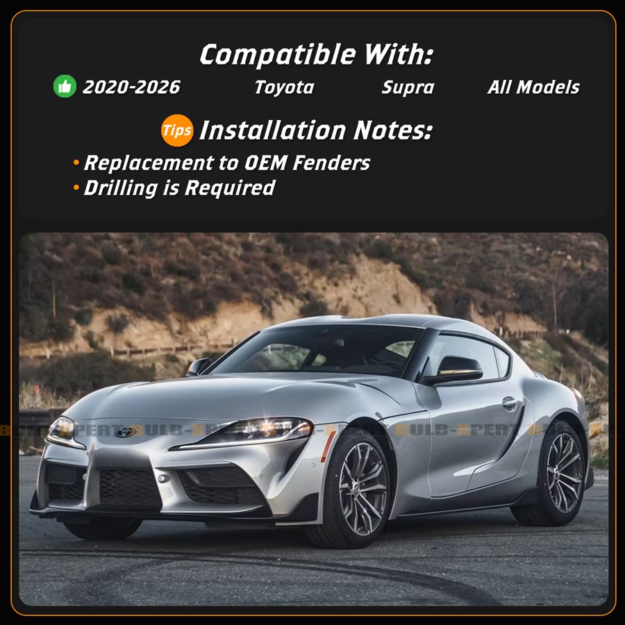 For 2020-26 Toyota GR Supra A90 EVS Style Carbon Fiber Front Fender Panel Cover