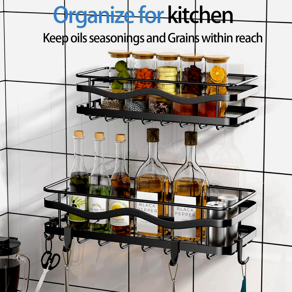 2 Pack Set Shower Caddy Adhesive Shower Organizer for Bathroom Storage & Kitchen