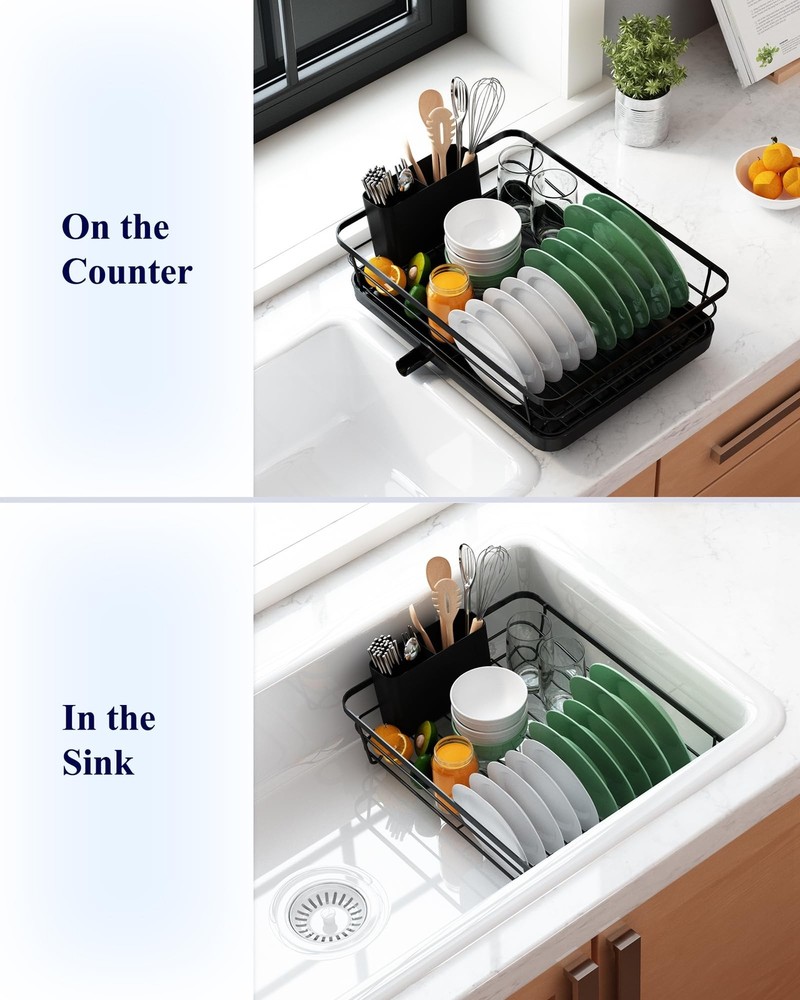 Kitsure Dish Drying Rack- Space-Saving Dish Rack, Dish Racks for Kitchen Coun...