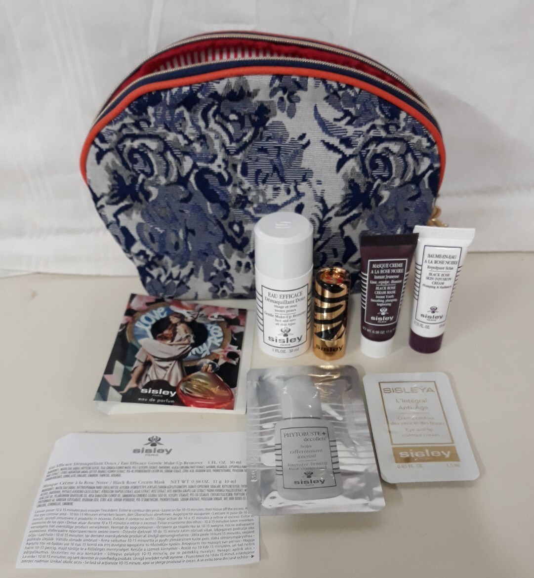 SISLEY MAKEUP SKINCARE TOILETRY TRAVEL COSMETIC BAG 7"x6"x3"& (7 gifts samples)