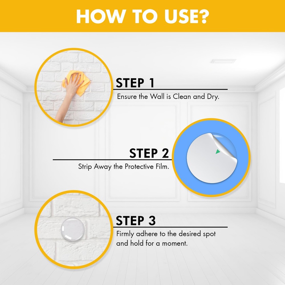 AFFIXERS Clear Door Stoppers for Wall – Self Medium -2" (6 Pack),