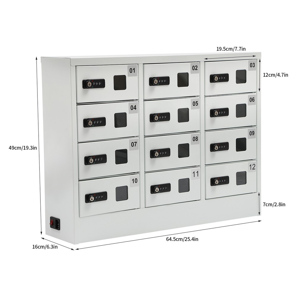Cellphone Locker 12 Slots Charging Station Combination Lock For iPad Storage