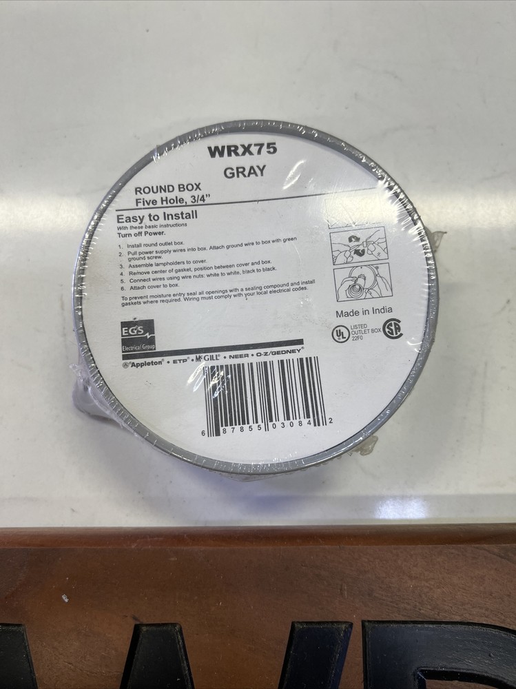 Appleton WRX75 GREY Round Box Five Hole 3/4