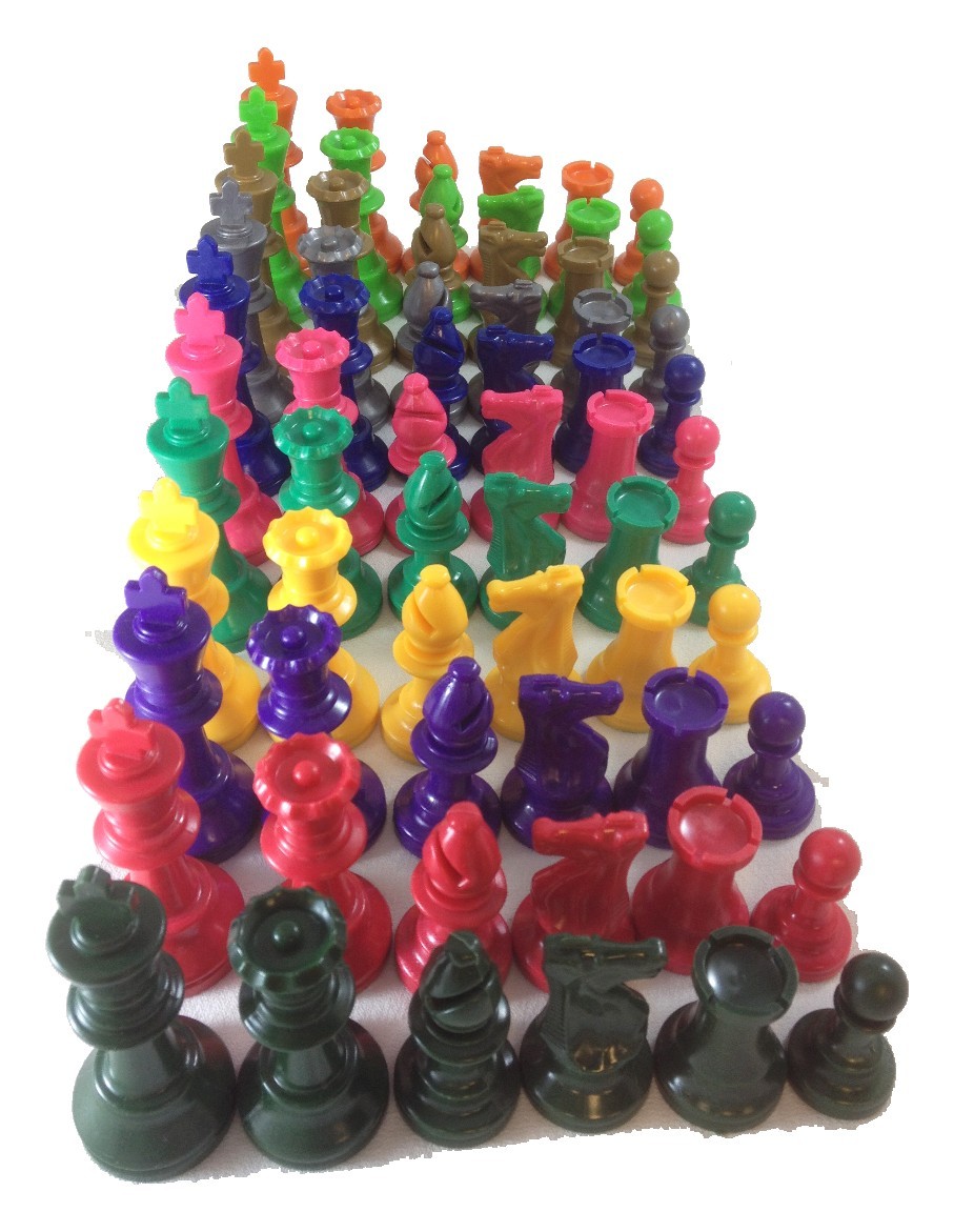 PLASTIC CHESS SET PIECES - Tournament Size 3 3/4" King - Pick two colors ! 2xQs