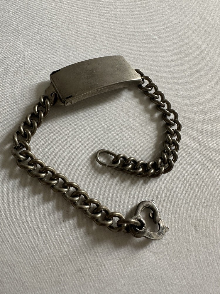 WWII  925 Sterling Silver US Military ID Bracelet 7” Inches