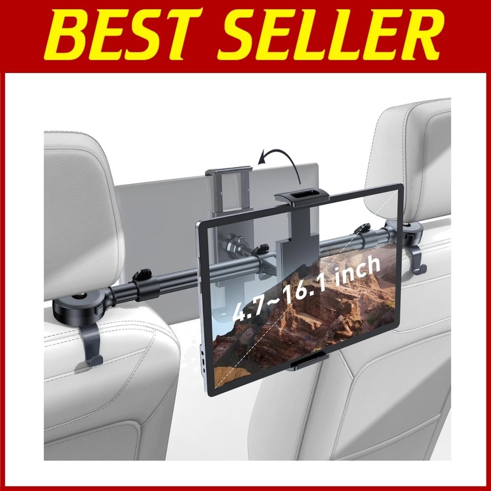 Car Headrest Tablet Holder: Front & Rear Flip Mount