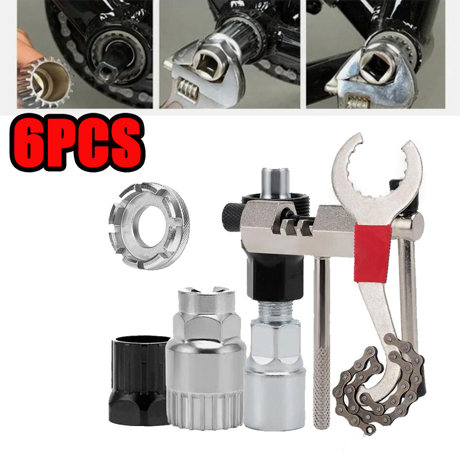 6x Bike Repair Tools Kit Crank Chain Cutter Extractor Bracket Freewheel Puller