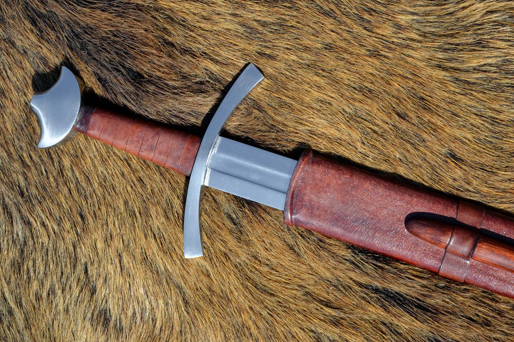 High medieval knight's sword with sheath