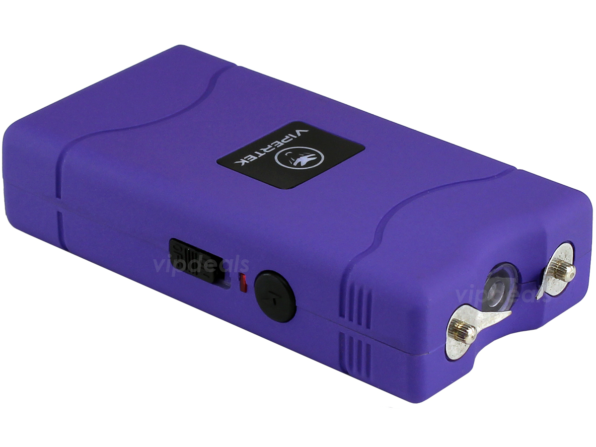VIPERTEK Stun Gun Mini PURPLE VTS-880 335 BV Rechargeable LED Flashlight