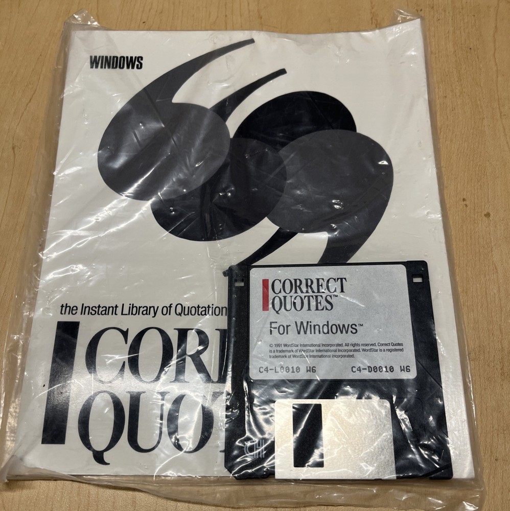 Sealed New Correct Quotes DOS 1991, 3.5” disk software wordstar