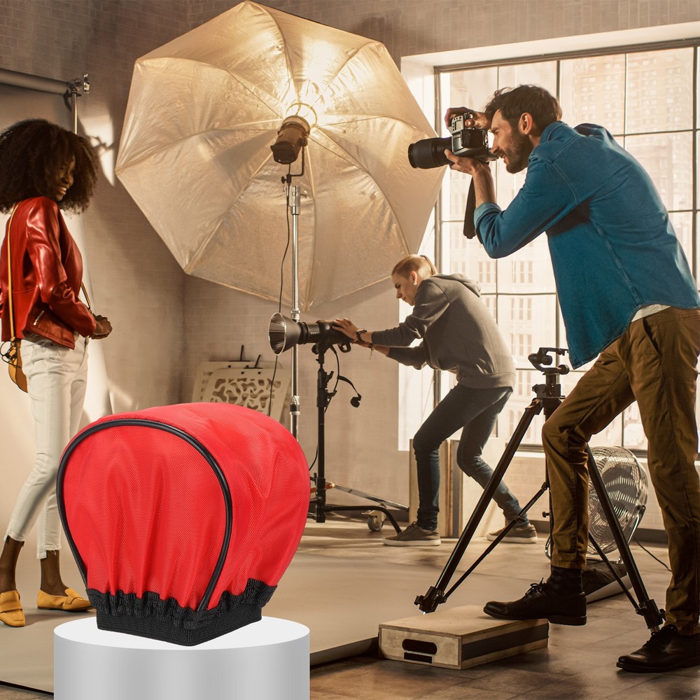 4pcs 3.7" x 3.5" Soft Mini Flash Bounce Diffuser Cap, for Flashlight, Red