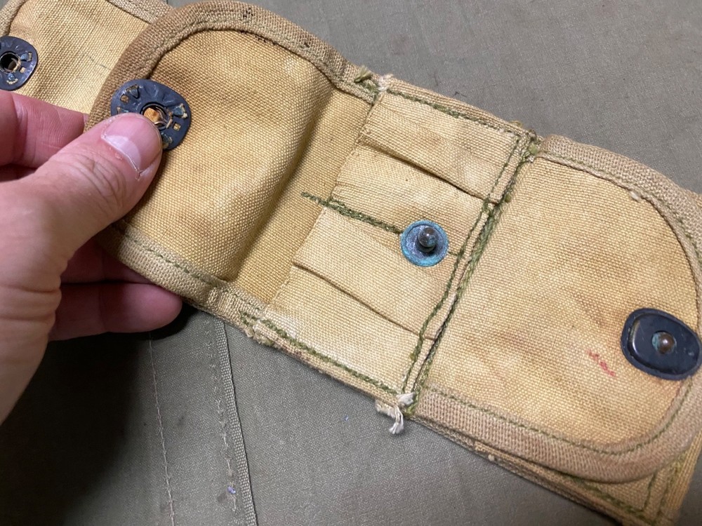 ORIGINAL WWI WWII US ARMY M1917 .45 REVOLVER PISTOL 3 CELL AMMO POUCH-1918