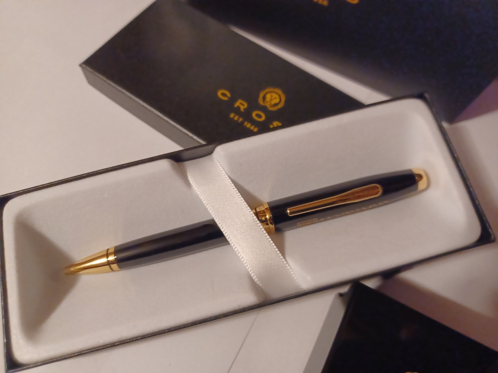 HARVARD UNIVERSITY CROSS BLACK 23KT GOLD BALLPOINT PEN $120 STUDENT COLLEGE GIFT