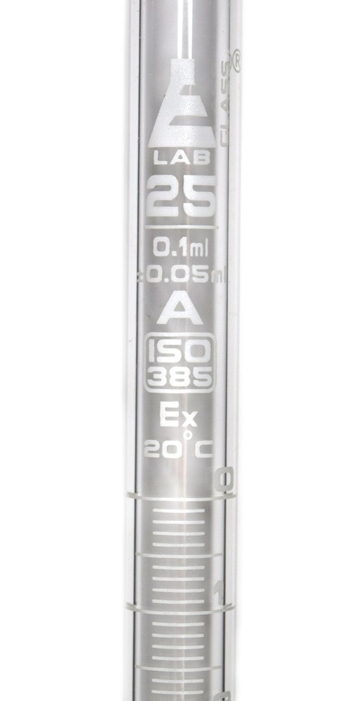 EISCO Burette, 25ml - White 0.10mL Graduations - Class A, Conforms with DIN...