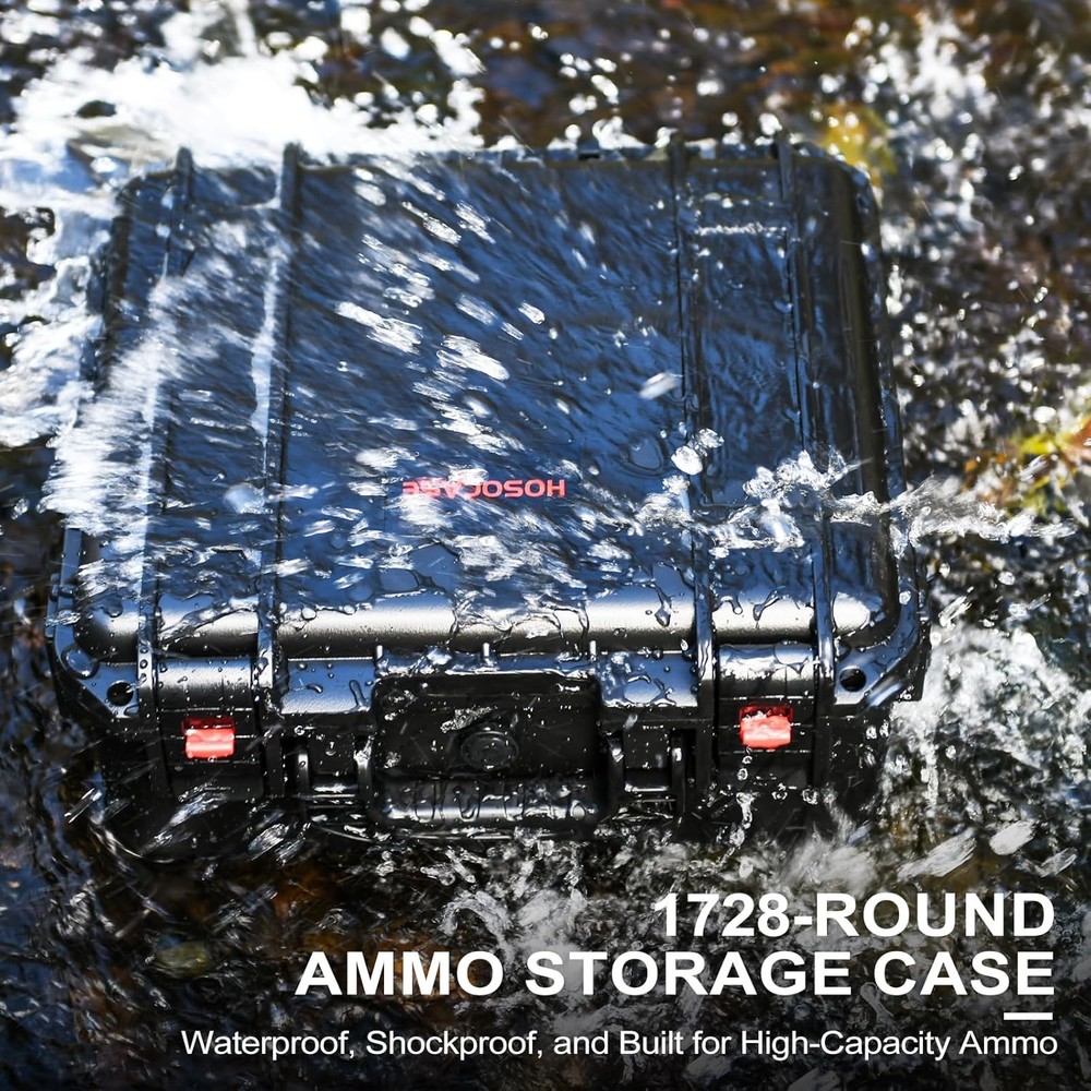 9mm Ammo Box Storage Case: Waterproof Ammo Case Organizer, Durable Ammunition Ca