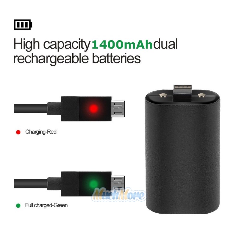 2x Rechargeable Battery Pack For XBOX ONE Wireless Controller Play & Charge Kit
