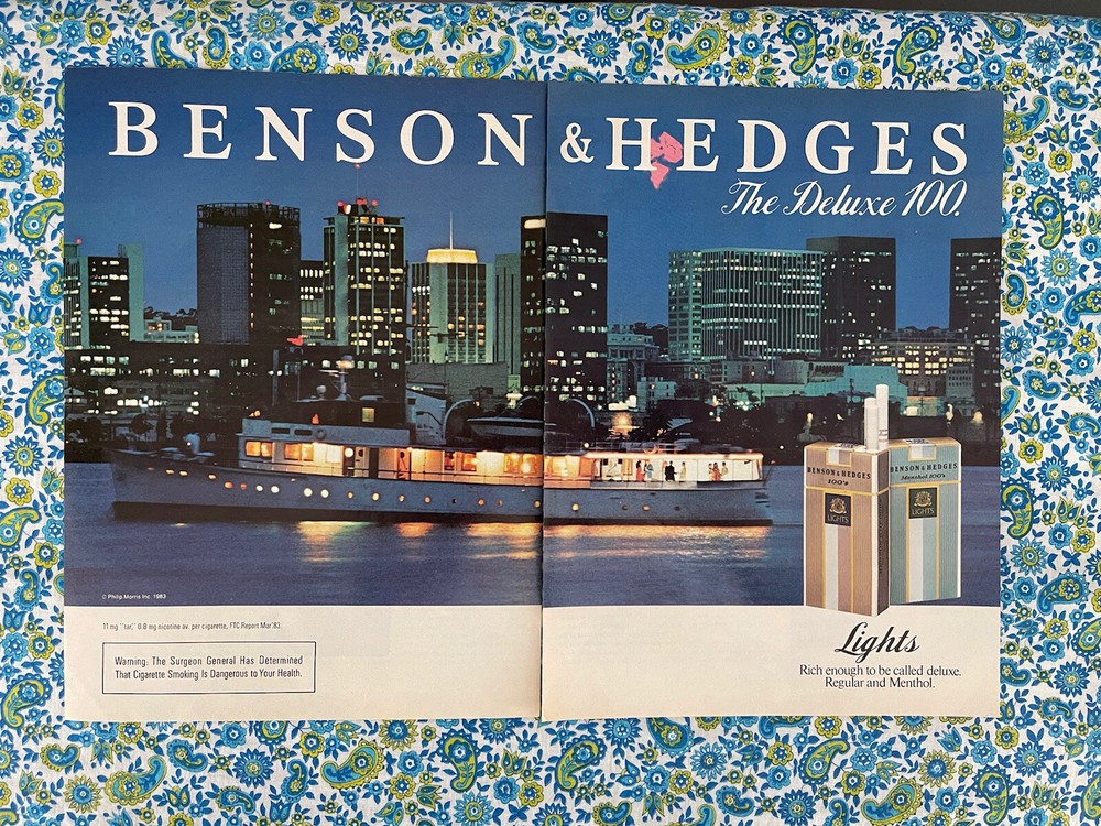 Benson & Hedges 100’s Lights 1983 Print Ad Cigarettes Riverboat