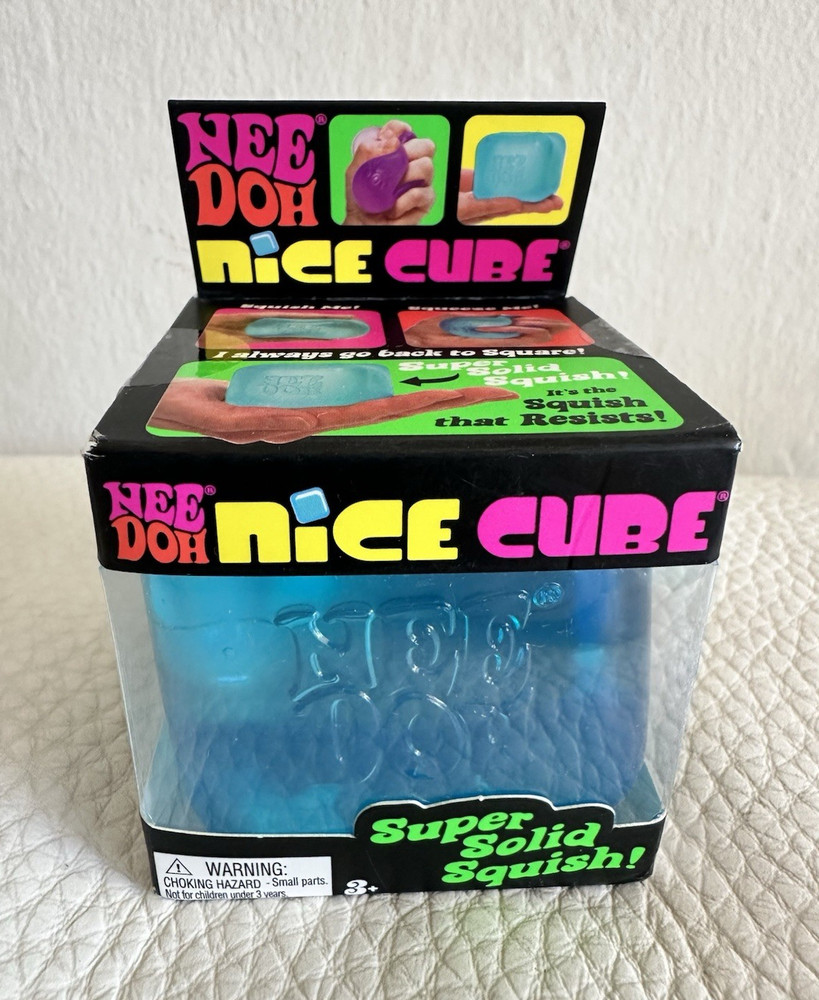 Schylling Nee Doh Nice Cube Super Solid Squish Squeeze  Blue Toy