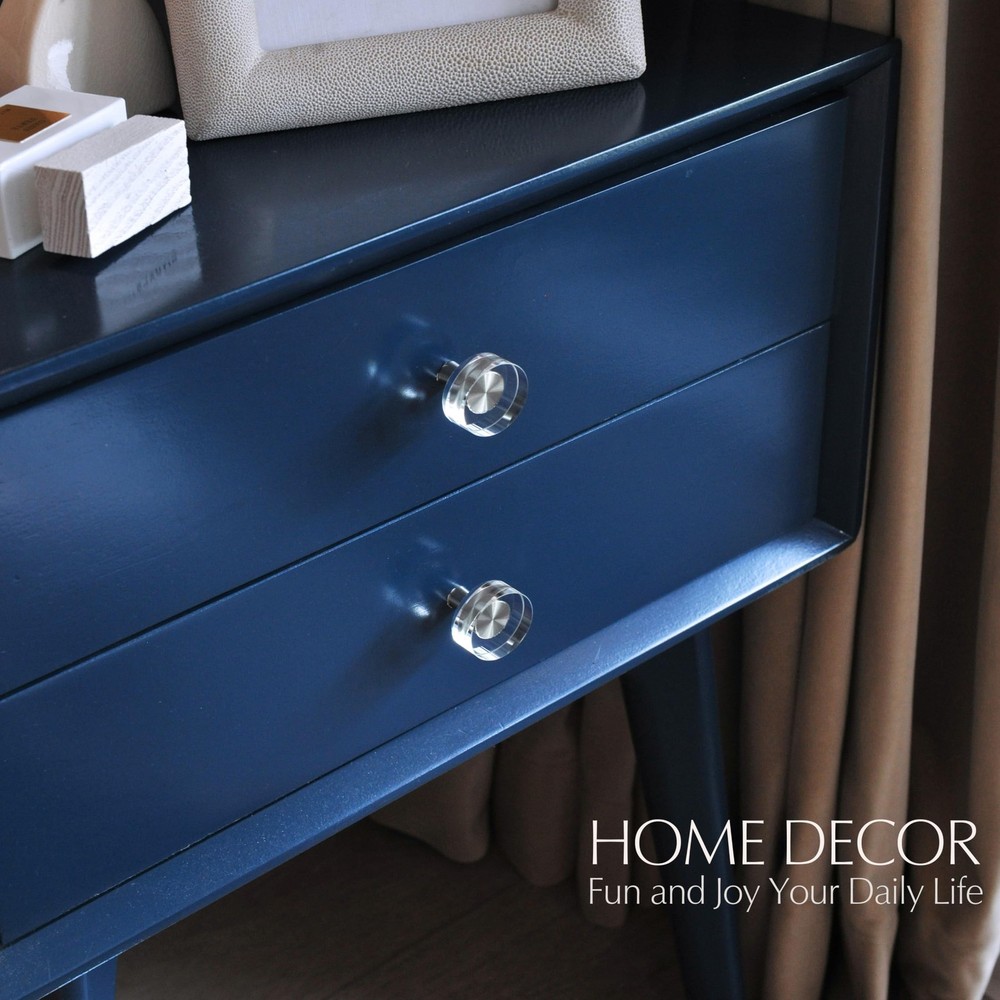 JEREVER 6 Pack Glass Crystal Knobs Brushed Nickel Drawer Pull Cabinet Handle ...