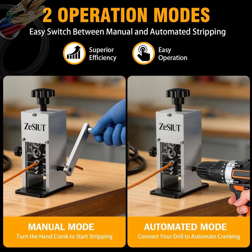 Manual Wire Stripper Machine,0.12"-1.18" Stripping Machine, Silver