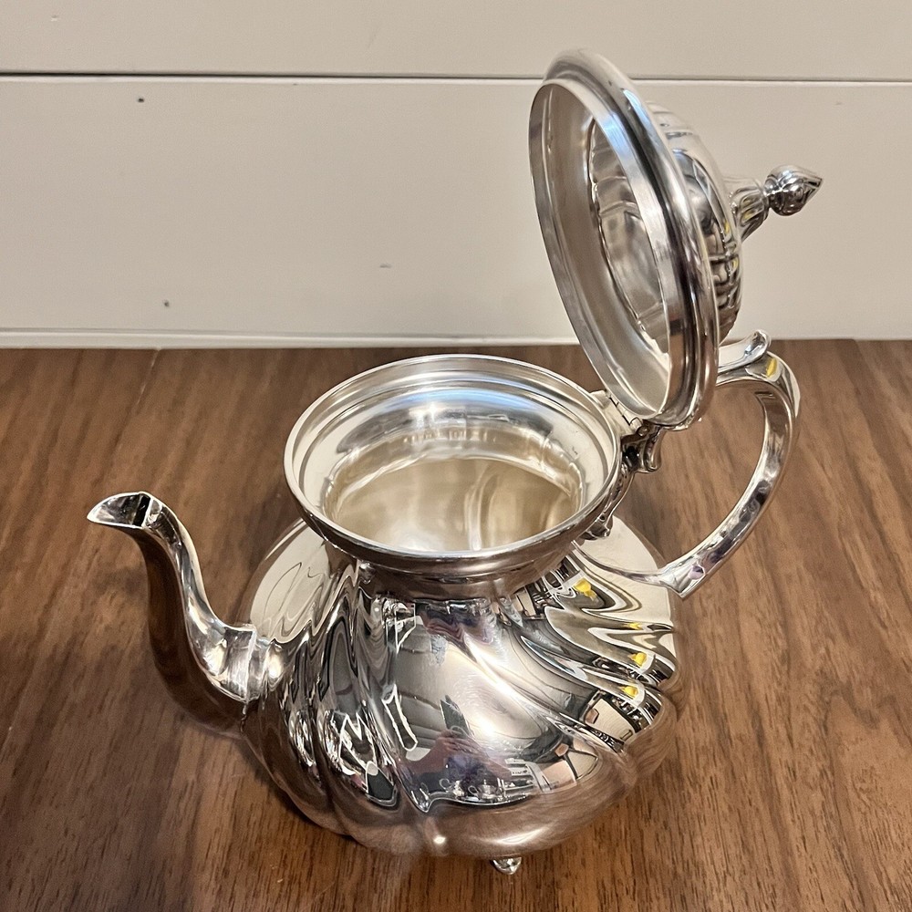WMF Silver plate Coffee Tea Set 5pc with Tray 18in Swirl Pattern Germany