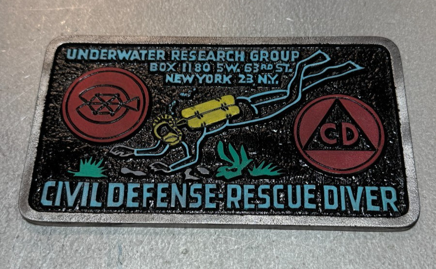 Underwater Research Group Civil Defense Rescue Diver Car Club Plaque