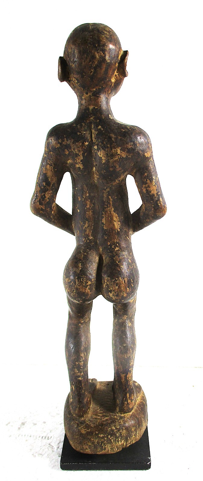 OLD AFRICAN WOOD CARVING, REALISTIC NUDE 10 1/2" FEMALE, MAKONDE?