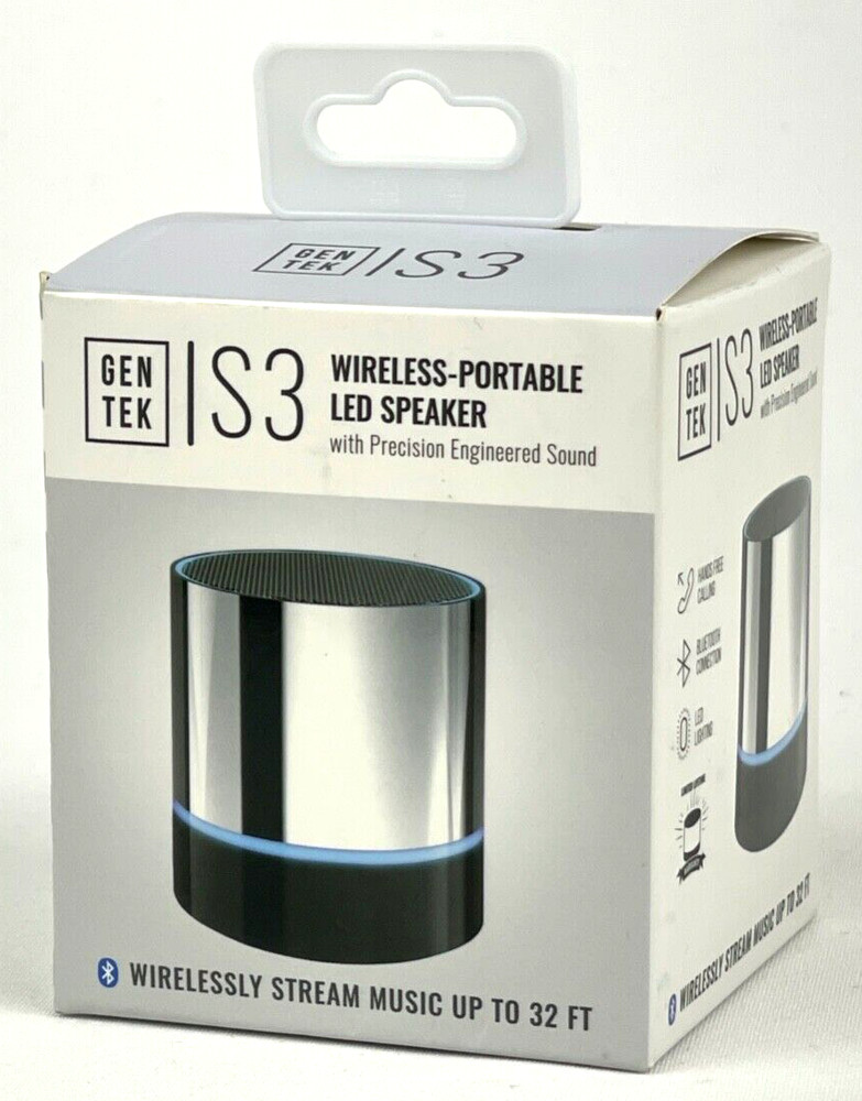 Gen Tek S3 Mini Wireless Bluetooth LED Speaker with Precision Engineered Sound