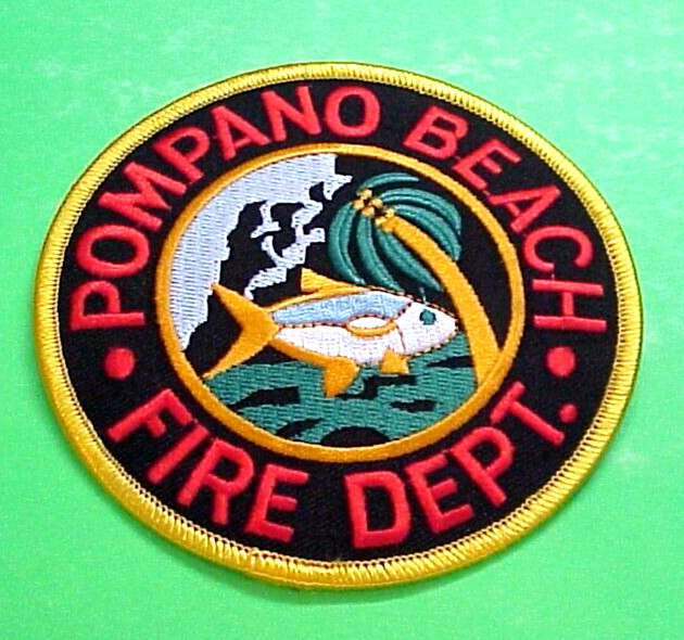 POMPANO BEACH  FLORIDA  ( TYPE 2 )  FL   4"  FIRE DEPT  PATCH  FREE SHIPPING!!!