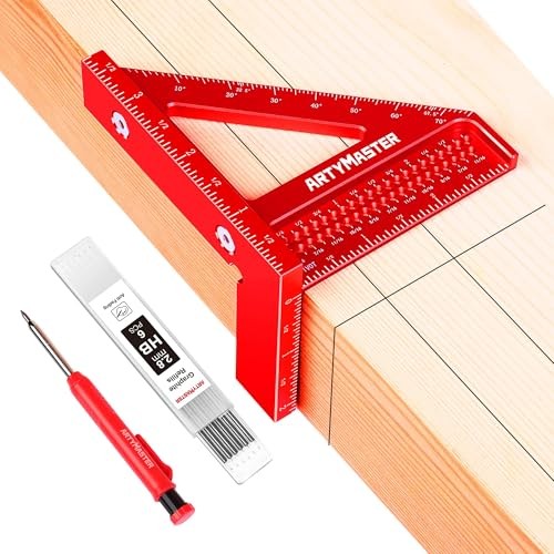 3.8＂Mini 3D Multi-Angle Measuring Square Ruler, 3.8 inch Square+Pencil Imperial
