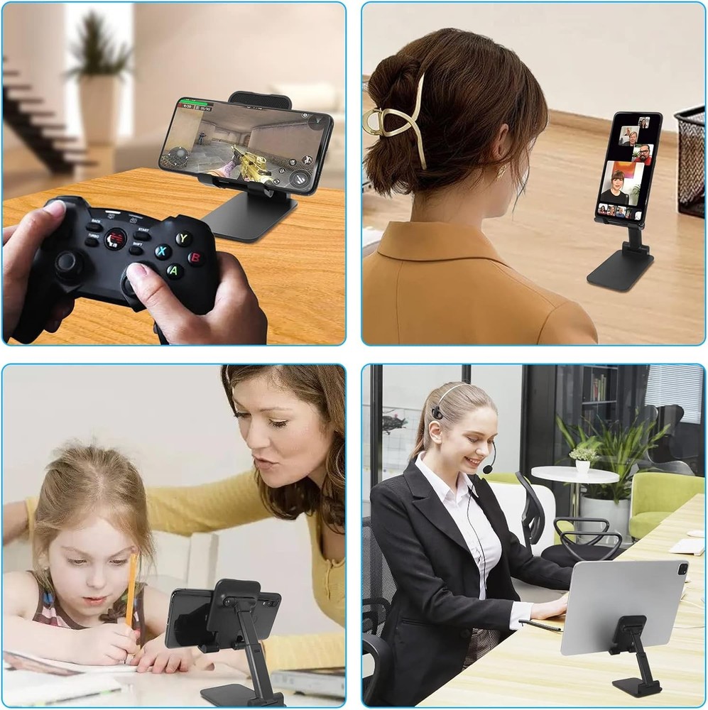 Cell Phone Stand, Folding Desktop Angle Height A-Black