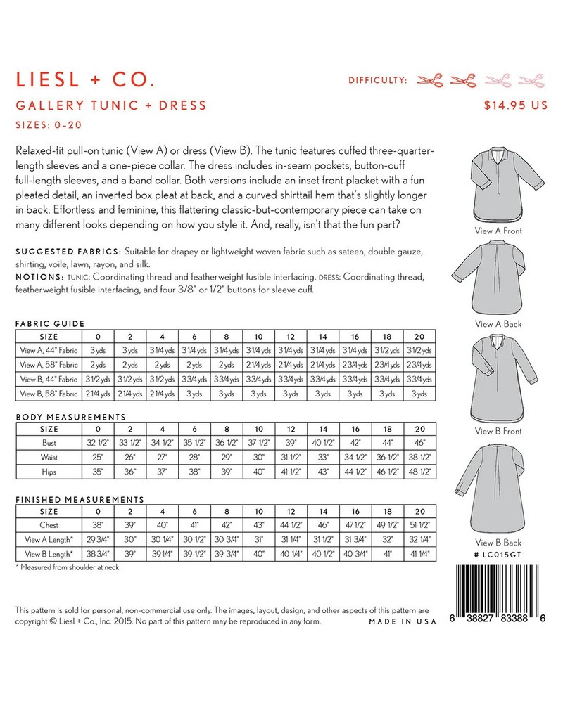 Gallery Tunic & Dress Pattern by