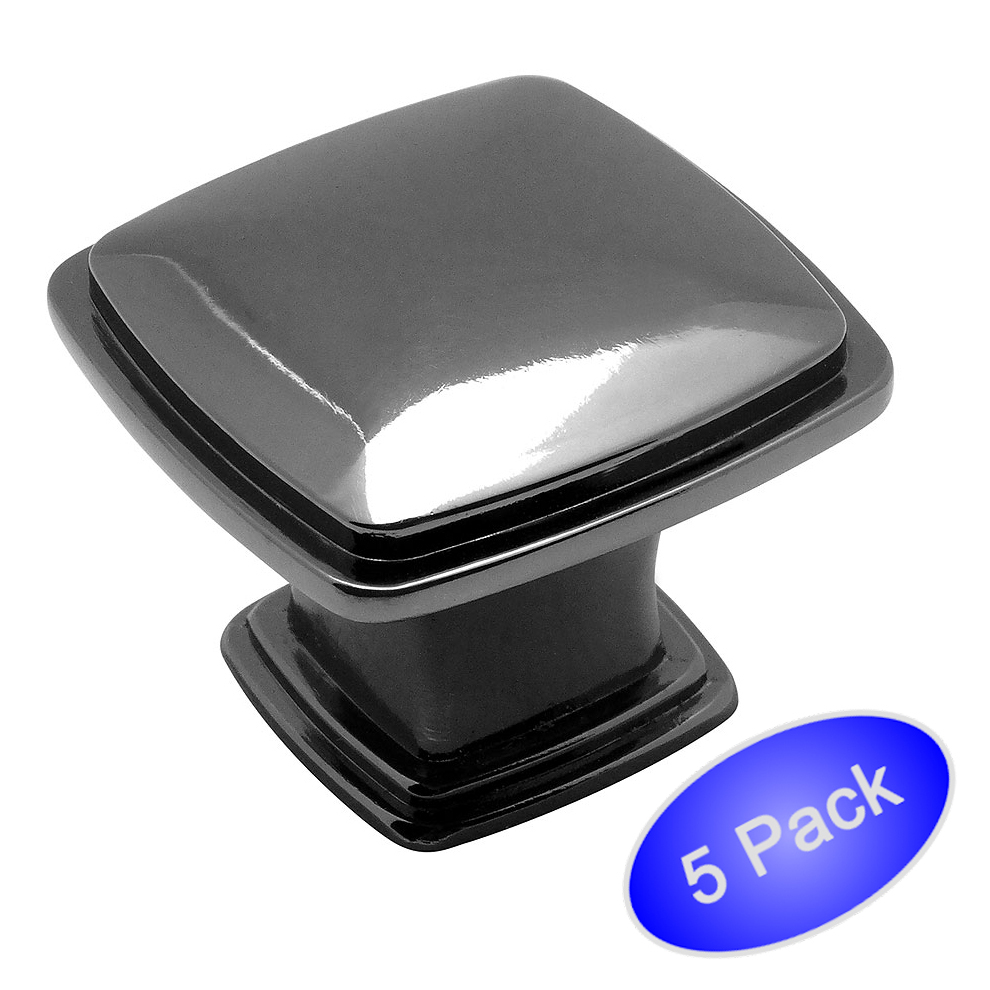 *5 Pack* Cosmas Cabinet Hardware Black Nickel Square Knobs #4391BN