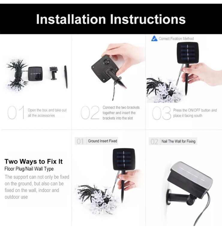 Solar Lantern LED Light String Waterproof Outdoor Garden Camping String Lighting