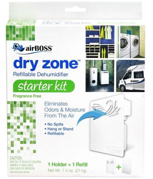 Dry Zone Refillable Dehumidifier Starter Kit Holders + Refills Eliminates Odors
